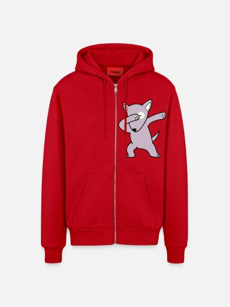 dog dabbing 02 - Organic Relaxed Kapuzenjacke Made in EU - Rot