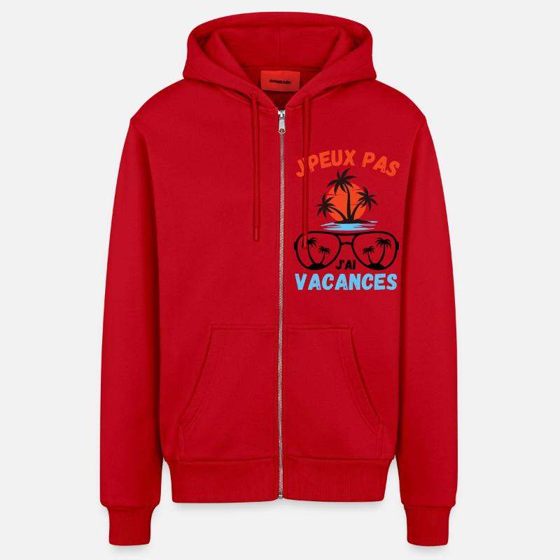 Vacances d été palmiers plage - Veste à capuche bio décontractée fabriquée en UE - rouge