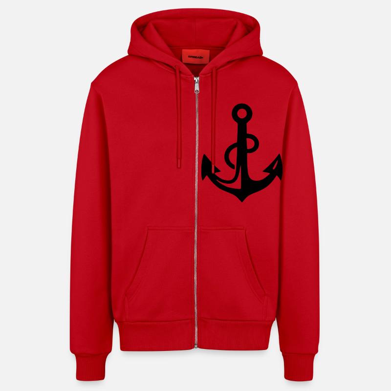 Ancre de bateau - Veste à capuche bio décontractée fabriquée en UE - rouge