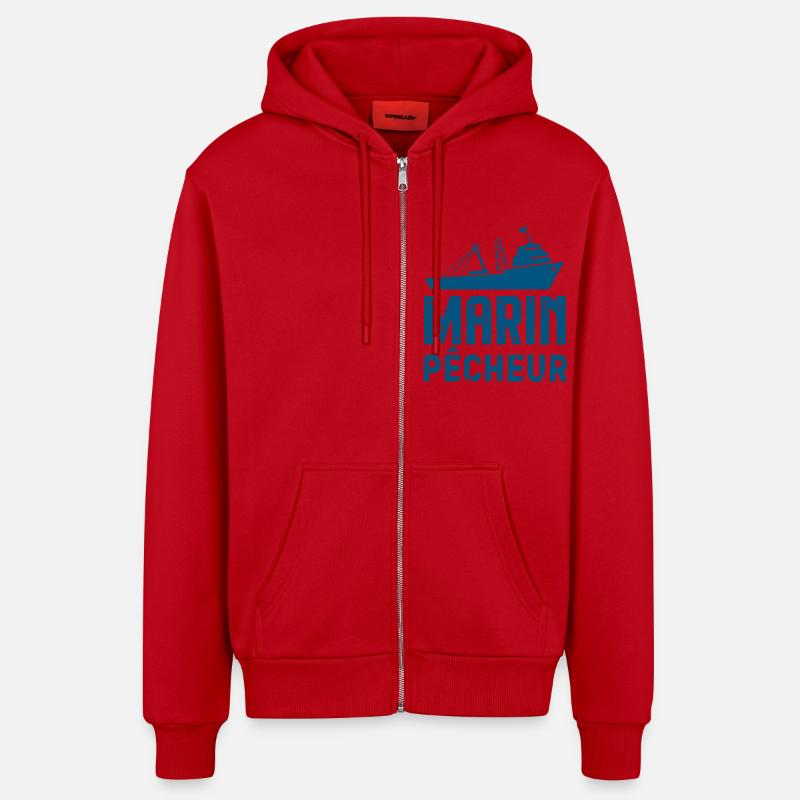 Marin pêcheur 1 - Veste à capuche bio décontractée fabriquée en UE - rouge