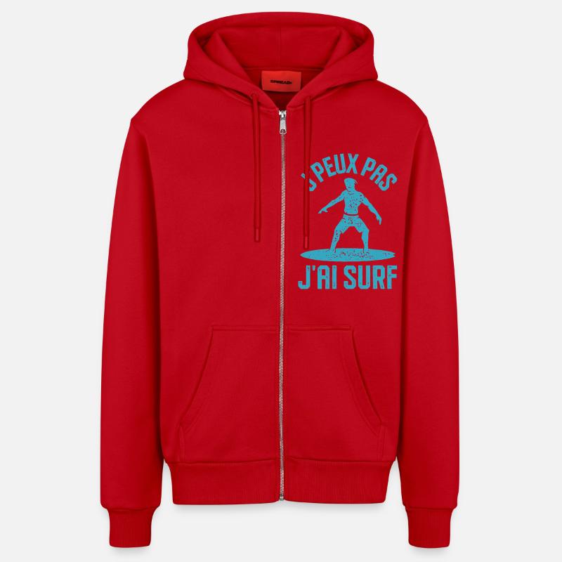 J ai surf - Veste à capuche bio décontractée fabriquée en UE - rouge