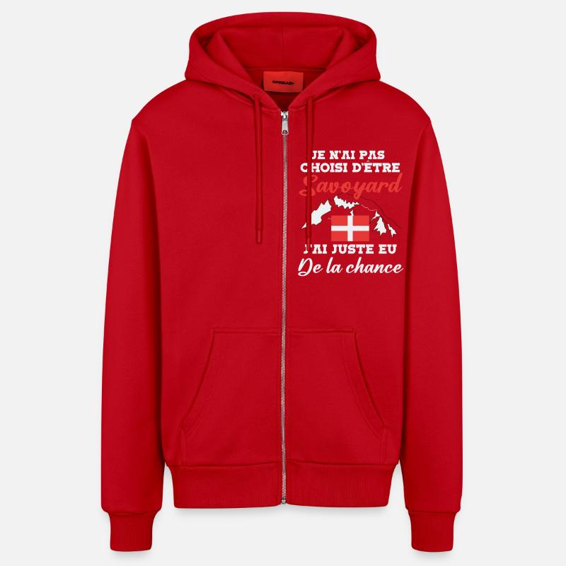 Humour Savoie Savoyard - Veste à capuche bio décontractée fabriquée en UE - rouge