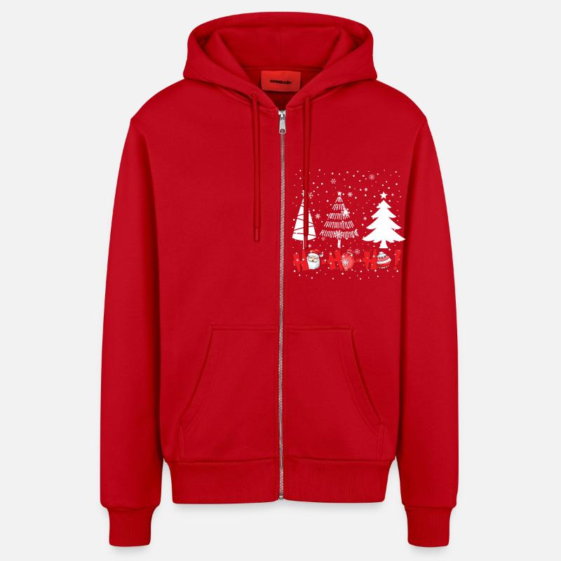 Hohoho sapins de Noël - Veste à capuche bio décontractée fabriquée en UE - rouge