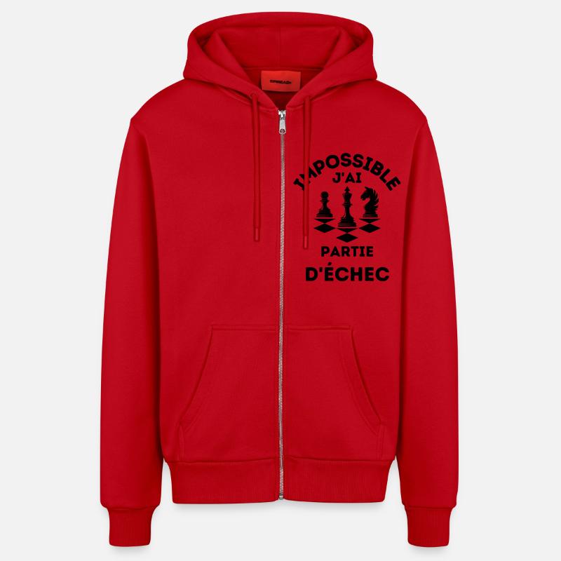 Partie d échec - Veste à capuche bio décontractée fabriquée en UE - rouge