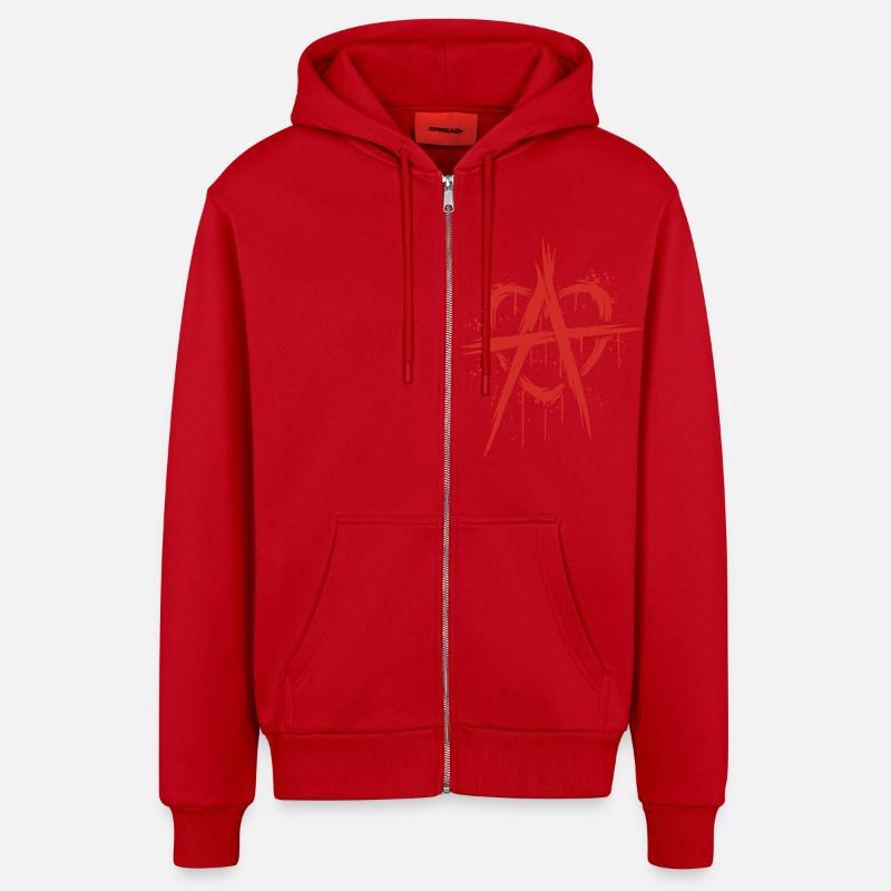 Love anarchy - Veste à capuche bio décontractée fabriquée en UE - rouge