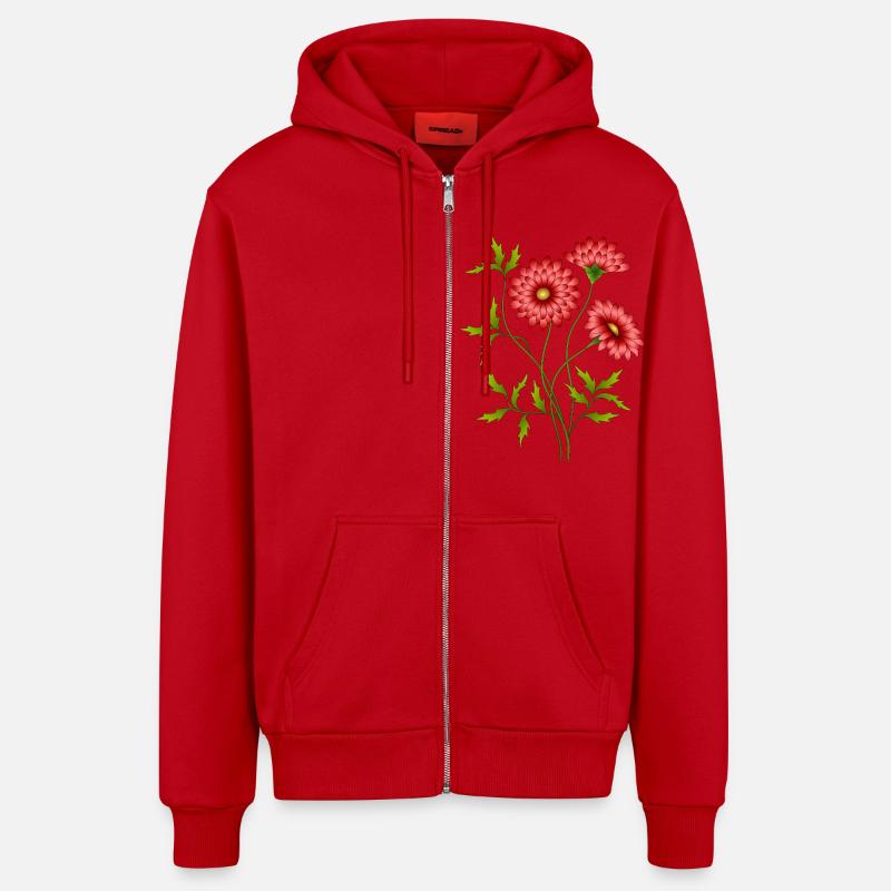 Fleur - Veste à capuche bio décontractée fabriquée en UE - rouge