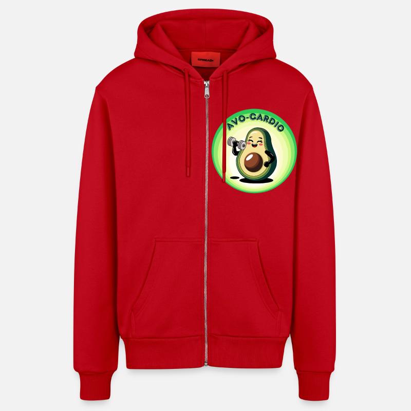 Avo-Cardio - Passionnés d’avocats - Veste à capuche bio décontractée fabriquée en UE - rouge