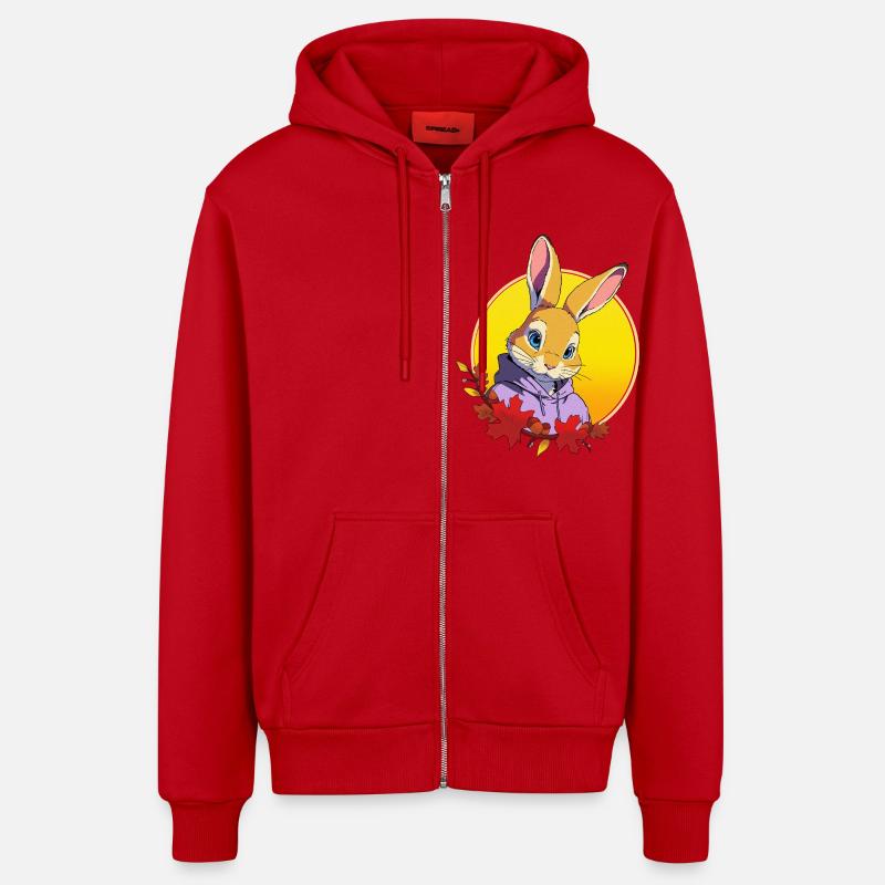 Conception de lapin - Veste à capuche bio décontractée fabriquée en UE - rouge