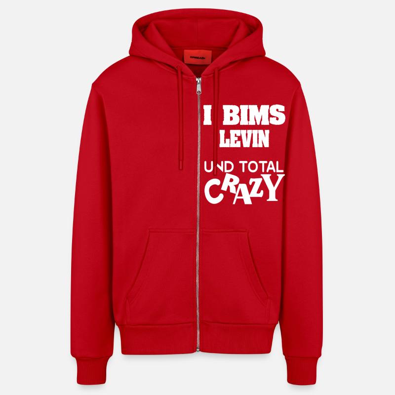 Prénom Levin - Veste à capuche bio décontractée fabriquée en UE - rouge