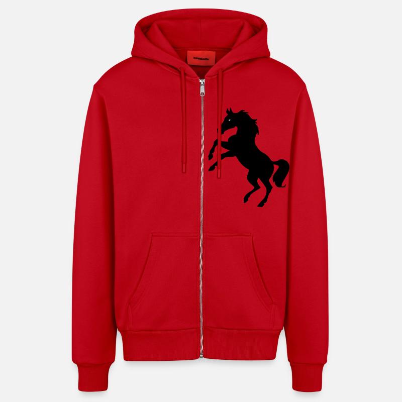 Cheval - Veste à capuche bio décontractée fabriquée en UE - rouge
