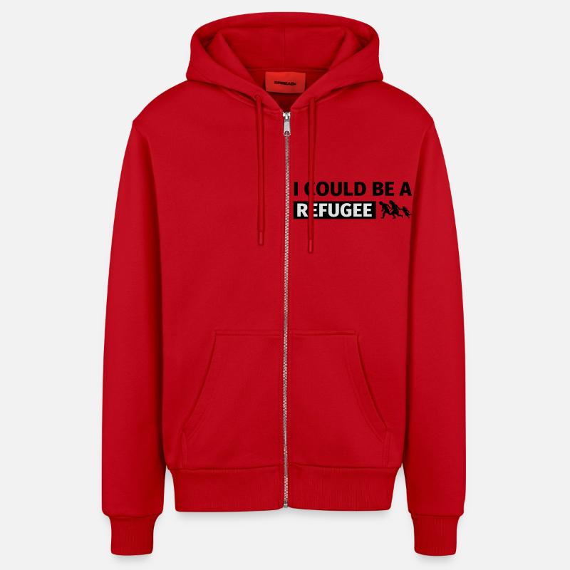 I could be a refugee - Veste à capuche bio décontractée fabriquée en UE - rouge