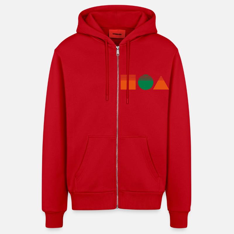 Design rectangle / square / triangle - Organic Relaxed Hooded Jacket Made in EU - red
