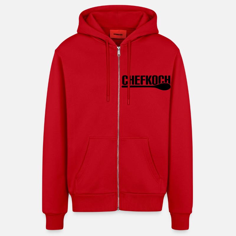 Cuisinier - Veste à capuche bio décontractée fabriquée en UE - rouge