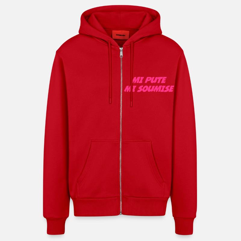 Mi Pute Mi Soumise - Veste à capuche bio décontractée fabriquée en UE - rouge