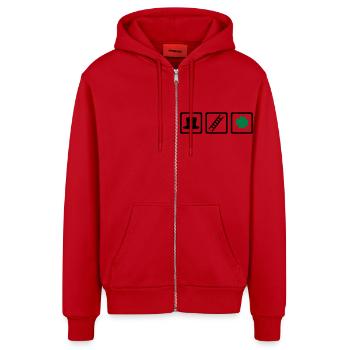 Schornsteinfeger - Organic Relaxed Kapuzenjacke Made in EU - Rot - Vorne