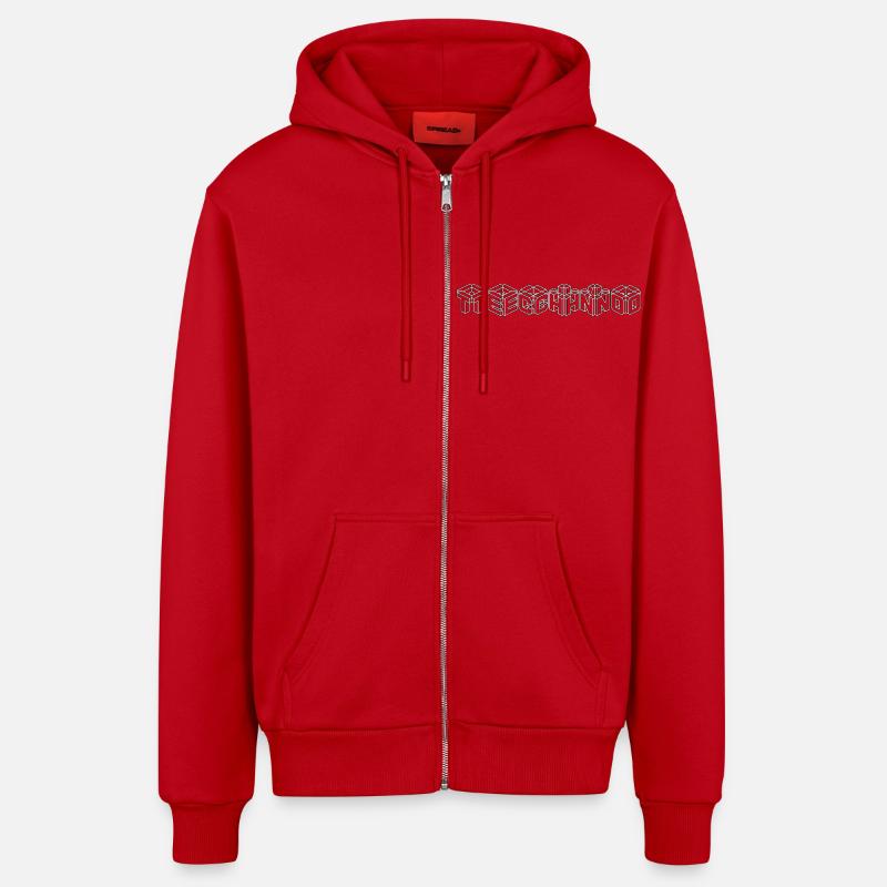 techno1 - Veste à capuche bio décontractée fabriquée en UE - rouge