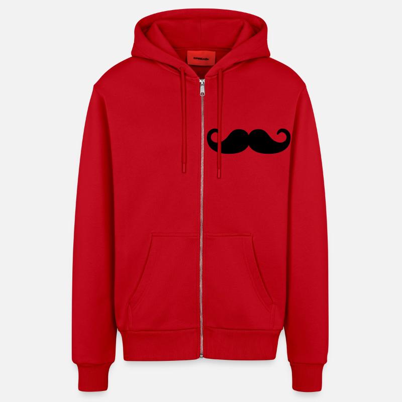 Mustache Barbe - Veste à capuche bio décontractée fabriquée en UE - rouge