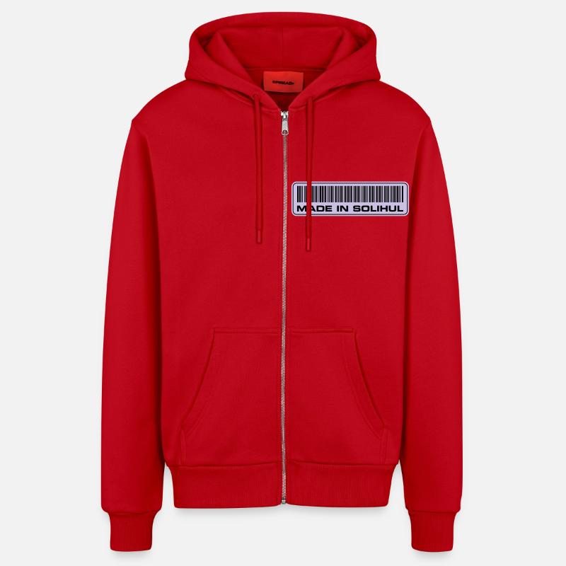 made-in-Solihul - Veste à capuche bio décontractée fabriquée en UE - rouge