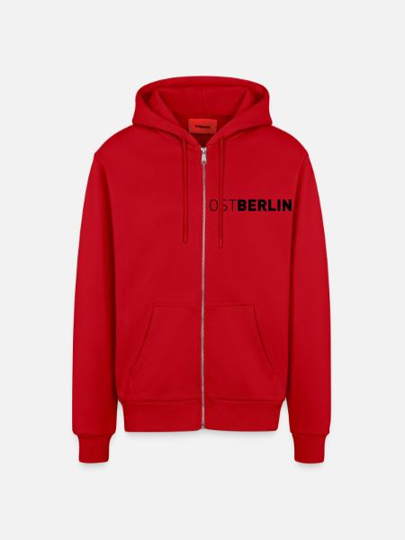 Berlin - Veste à capuche bio décontractée fabriquée en UE - rouge