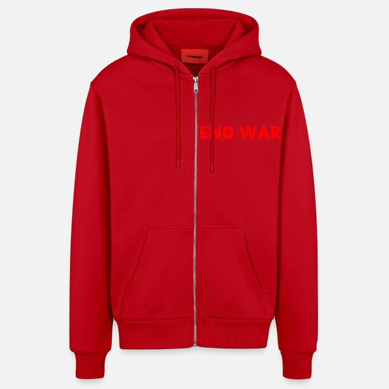 End war - Veste à capuche bio décontractée fabriquée en UE - rouge