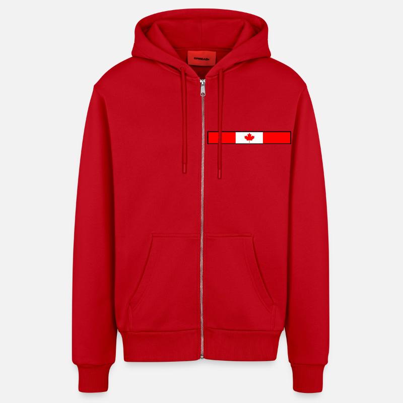 Drapeau du Canada - Veste à capuche bio décontractée fabriquée en UE - rouge