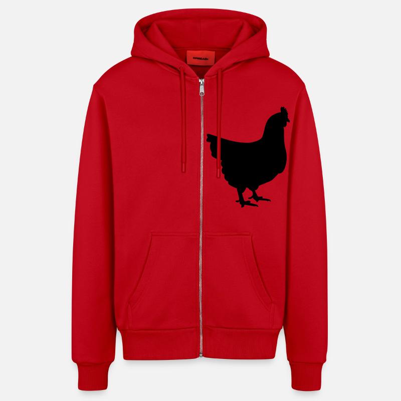 Huhn - Organic Relaxed Kapuzenjacke Made in EU - Rot
