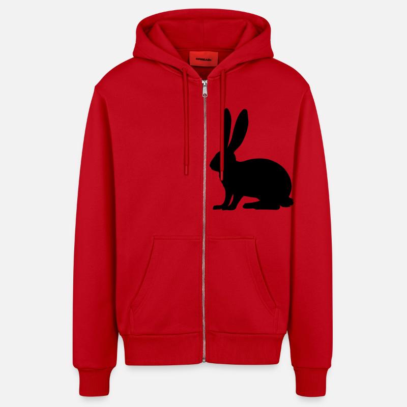 Rabbit - Veste à capuche bio décontractée fabriquée en UE - rouge