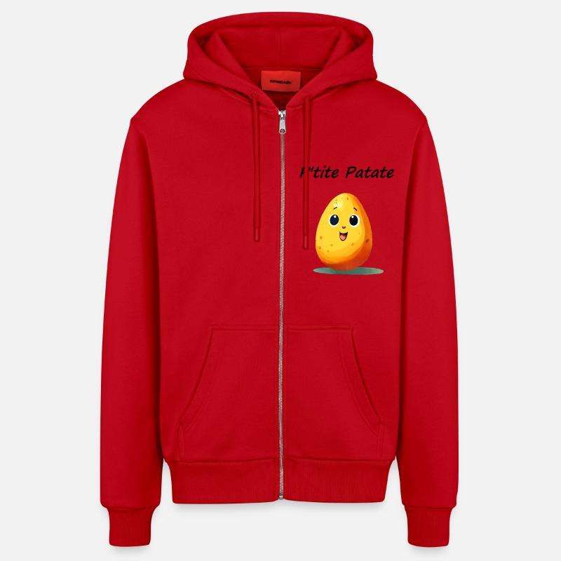 P'tite Patate Pomme de terre - Veste à capuche bio décontractée fabriquée en UE - rouge