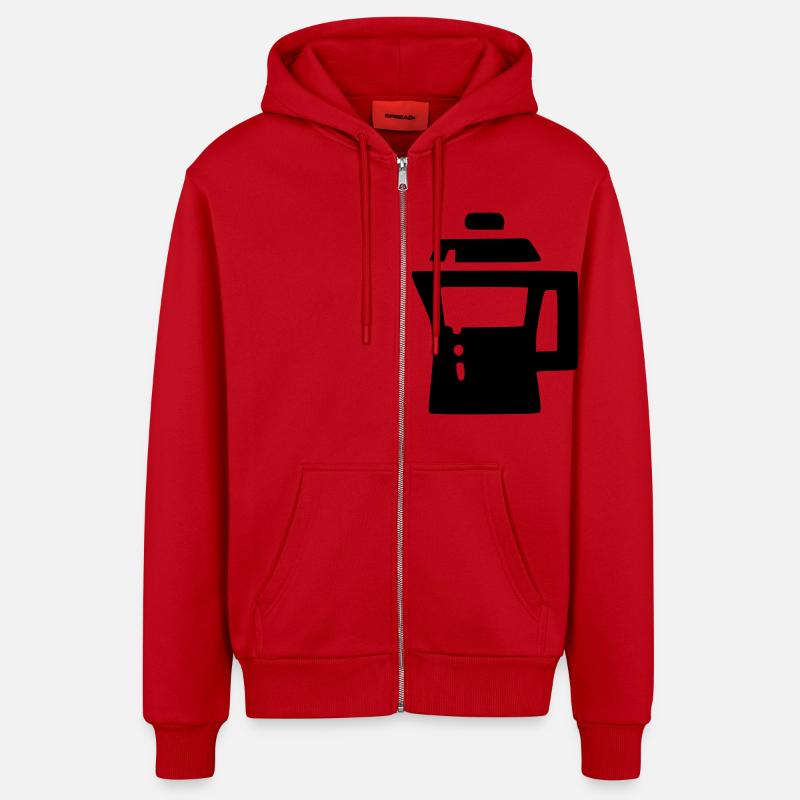 Cafetière - Veste à capuche bio décontractée fabriquée en UE - rouge
