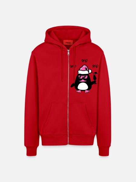 Beach Duck Christmas - Organic Relaxed Hooded Jacket Made in EU - red