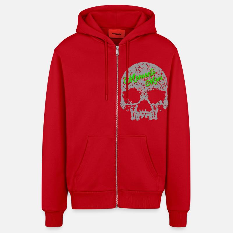 Crâne Memento Mori - Veste à capuche bio décontractée fabriquée en UE - rouge