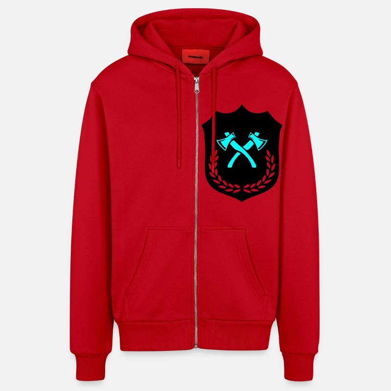 Wappen Axt Äxte - Organic Relaxed Kapuzenjacke Made in EU - Rot