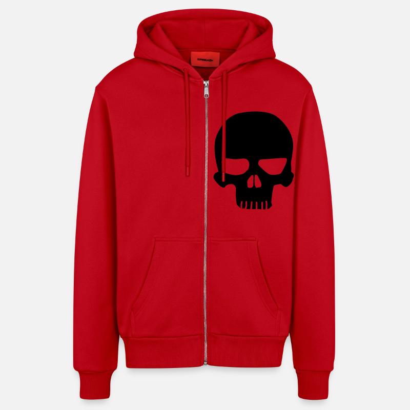 Totenkopf / skull - Veste à capuche bio décontractée fabriquée en UE - rouge