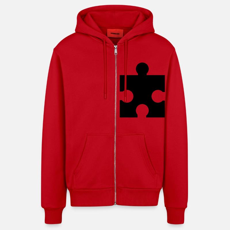 Puzzle - Veste à capuche bio décontractée fabriquée en UE - rouge