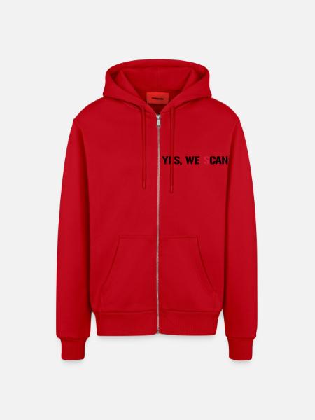 Yes, We Scan NSA PRISM - Organic Relaxed Hooded Jacket Made in EU - red