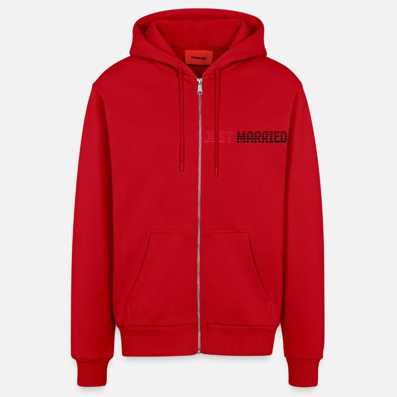 Just Married texte Logo Design - Veste à capuche bio décontractée fabriquée en UE - rouge