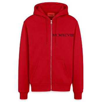 1998 - Organic Relaxed Kapuzenjacke Made in EU - Rot - Vorne