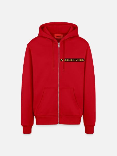 SEND NUKES - Organic Relaxed Kapuzenjacke Made in EU - Rot