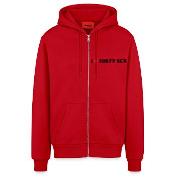 I Love Dirty Sex - Veste à capuche bio décontractée fabriquée en UE - rouge - Devant