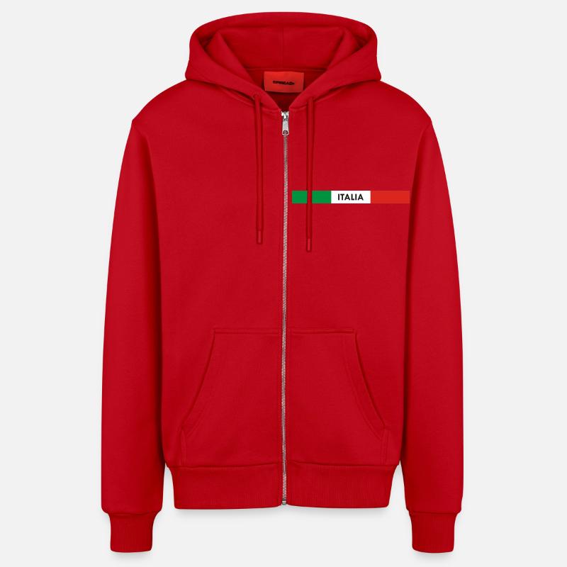 Italia - Veste à capuche bio décontractée fabriquée en UE - rouge