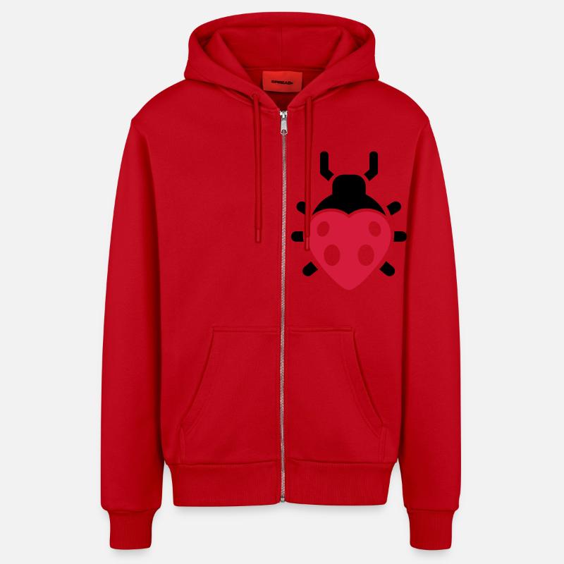 Coccinelle de coeur - Veste à capuche bio décontractée fabriquée en UE - rouge