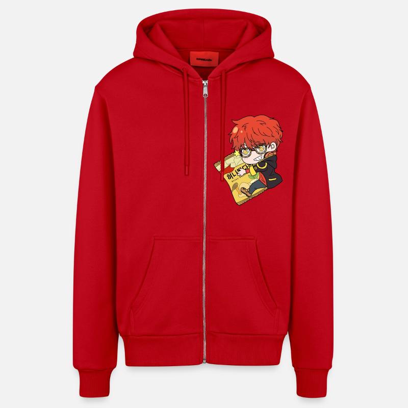 Sept design 02 - Veste à capuche bio décontractée fabriquée en UE - rouge