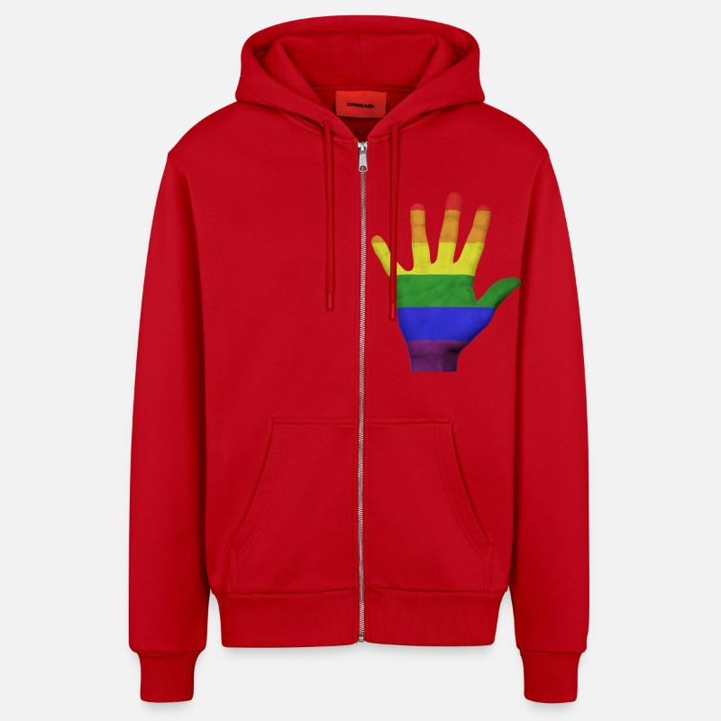 LGBT PRIDE Hand - Organic Relaxed Kapuzenjacke Made in EU - Rot