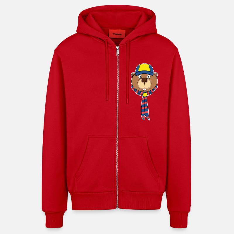 Beaver en éclaireur - Veste à capuche bio décontractée fabriquée en UE - rouge