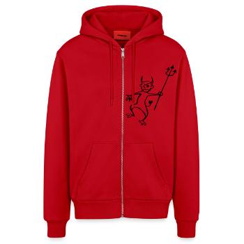 Diable - Veste à capuche bio décontractée fabriquée en UE - rouge - Devant