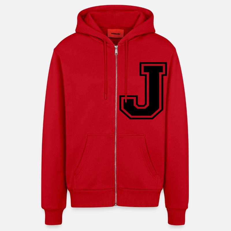 j - Veste à capuche bio décontractée fabriquée en UE - rouge