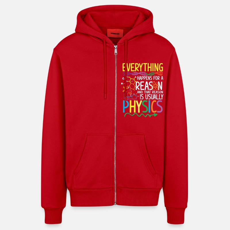 Reason is usually Physics - Veste à capuche bio décontractée fabriquée en UE - rouge