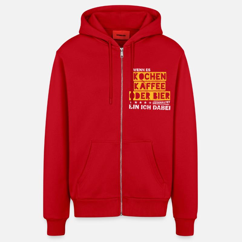 Kochen Kaffee oder Bier Junggesellenabschied - Organic Relaxed Kapuzenjacke Made in EU - Rot
