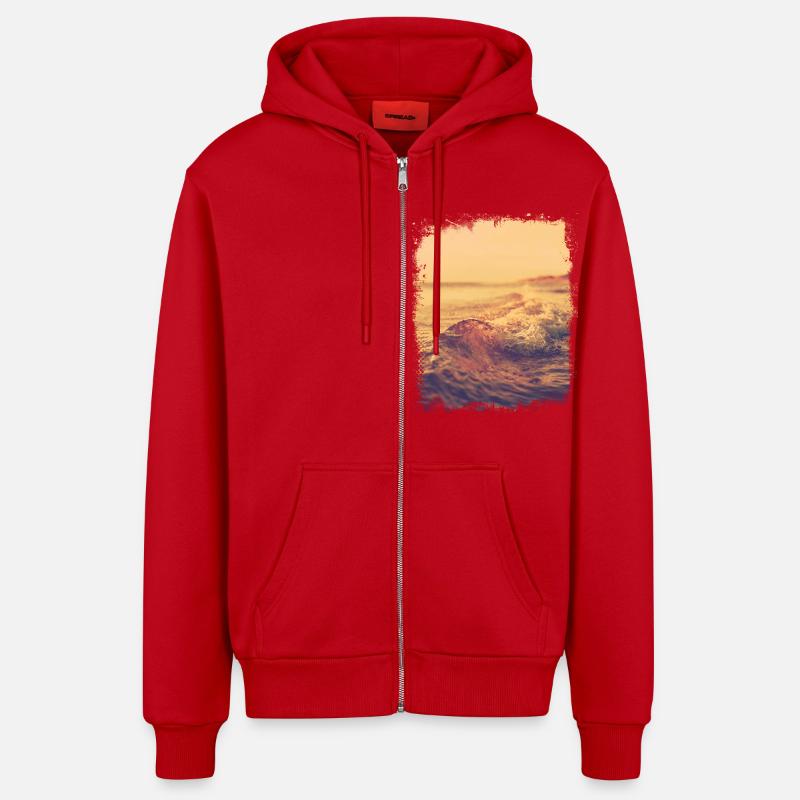 Vague plate au soleil - Veste à capuche bio décontractée fabriquée en UE - rouge