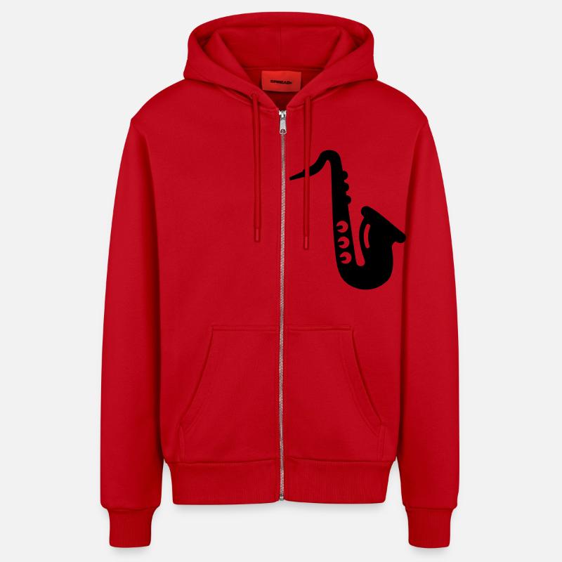 Saxophone - Veste à capuche bio décontractée fabriquée en UE - rouge